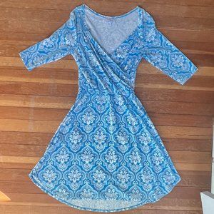 Blue Platypus Faux Wrap Dress - Sz Small